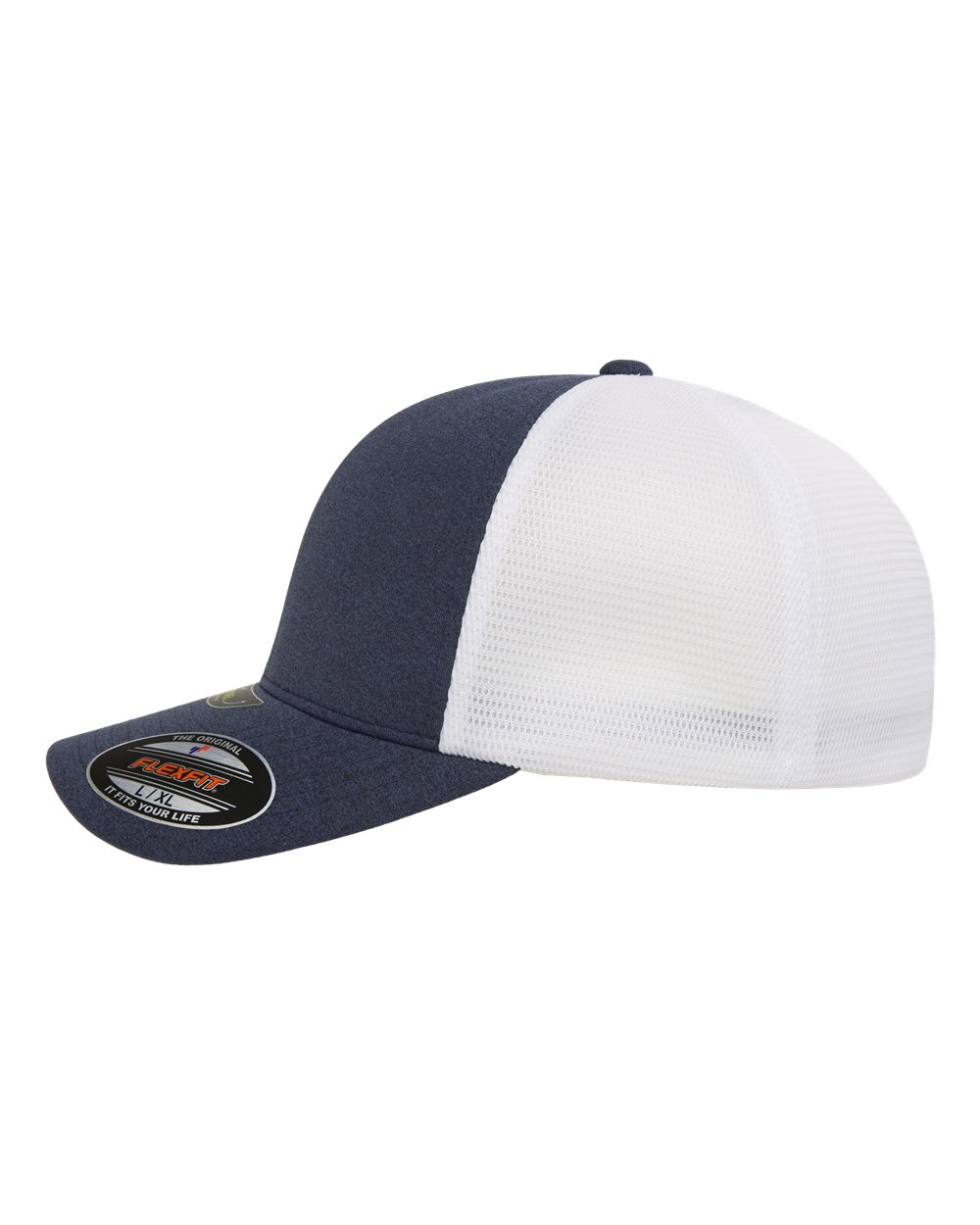 Left View of Melange Navy/ White Unipanel™ Trucker Cap - 5511UP