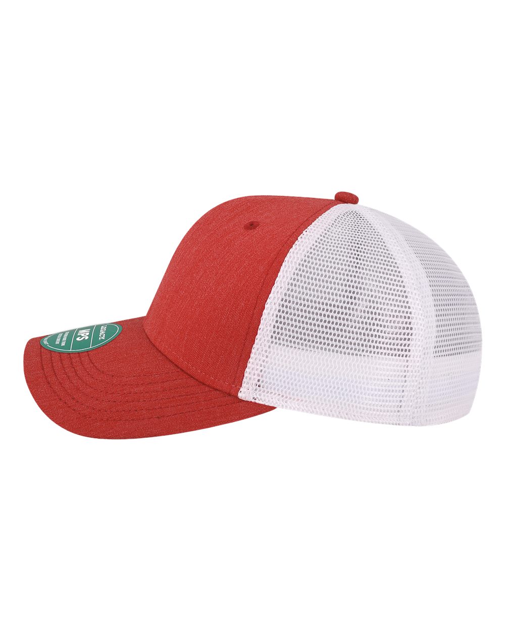 Left View of Melange Scarlet/ White Mid-Pro Snapback Trucker Cap - MPS