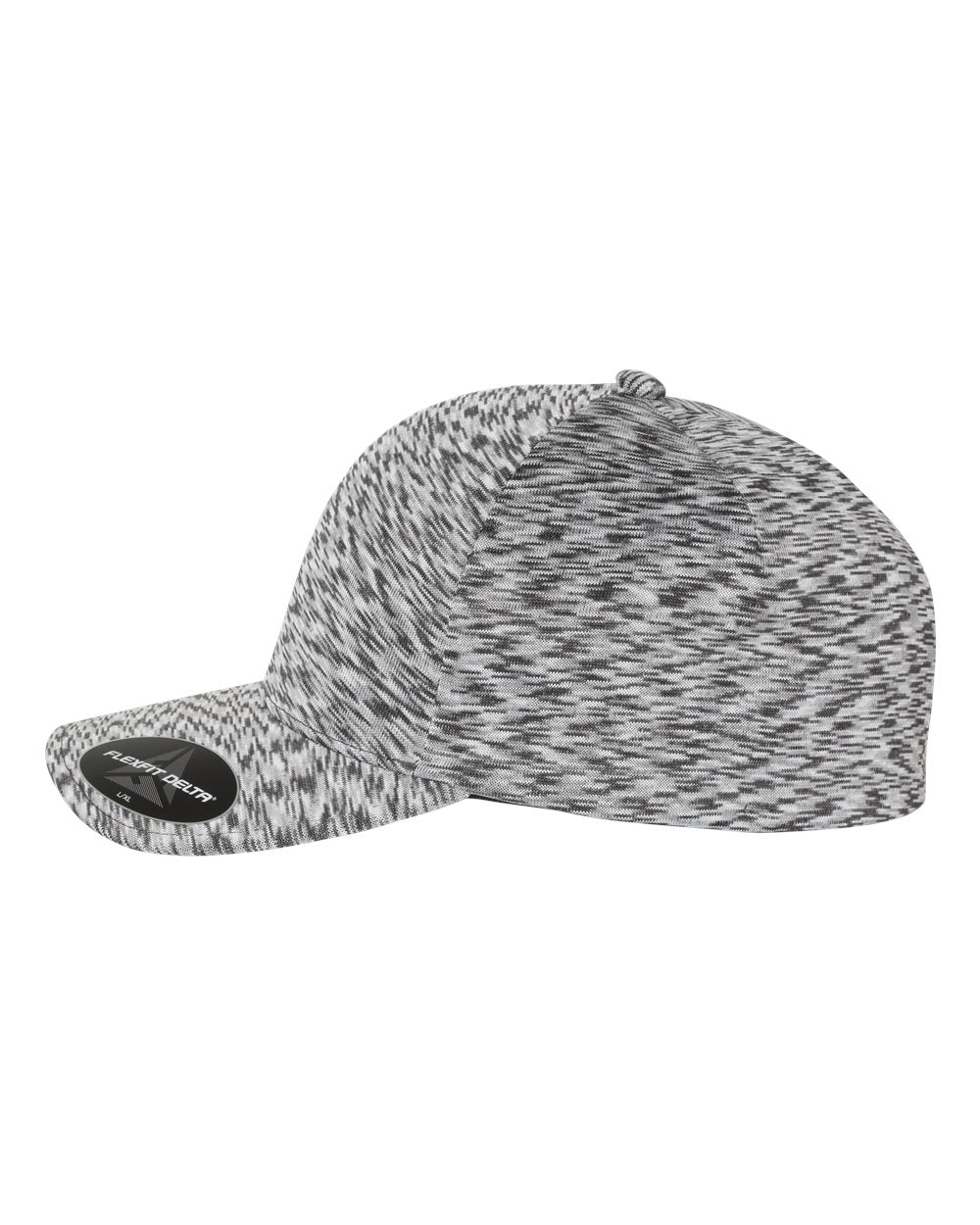 Left View of Mélange Silver Delta® Seamless Unipanel Cap - 280