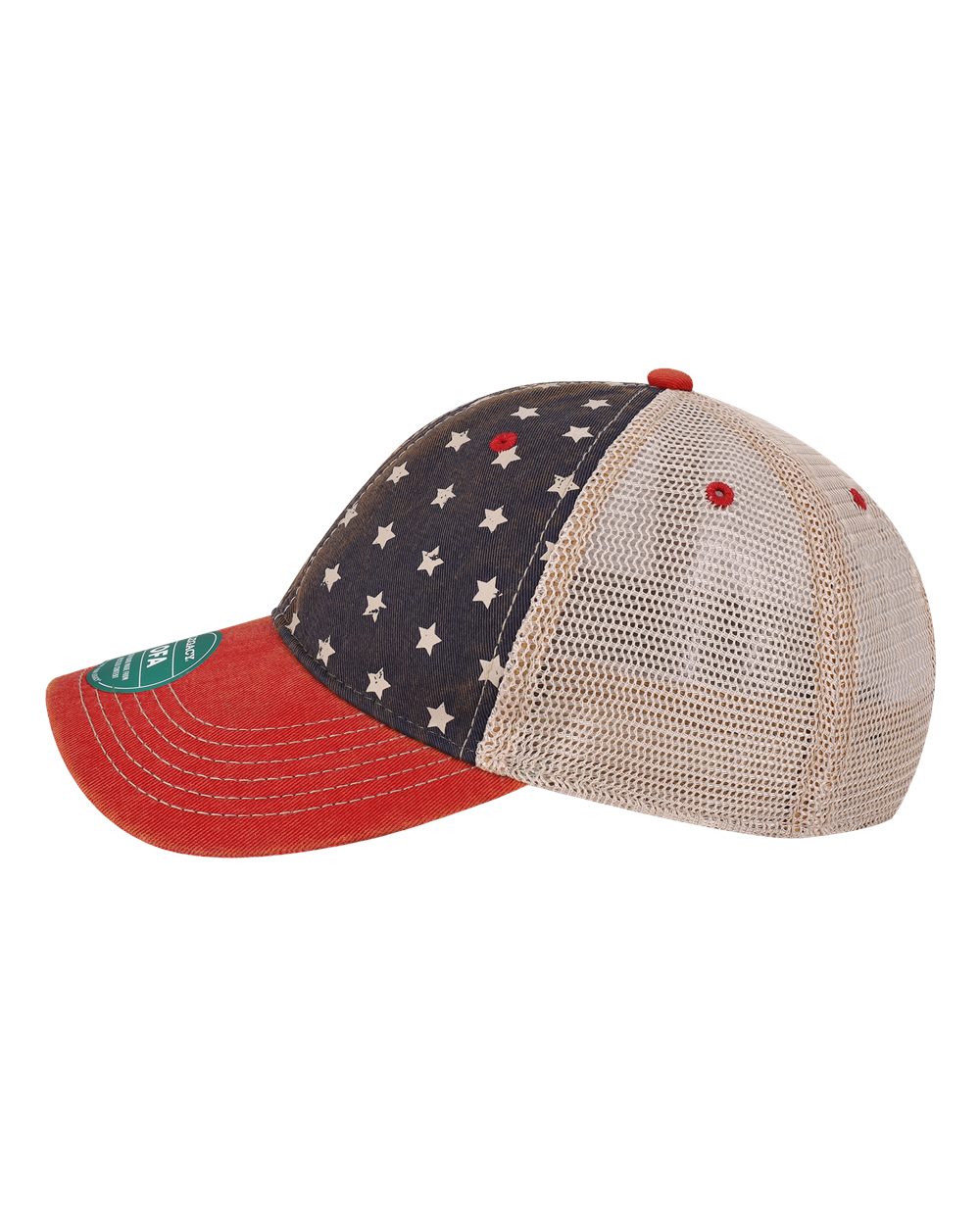 Left View of Merica/ Khaki Old Favorite Trucker Cap - OFA