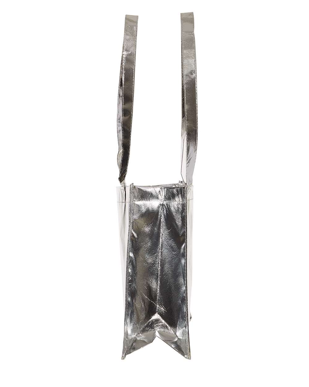 Left View of Metallic Silver Metallic Large Tote - A134M