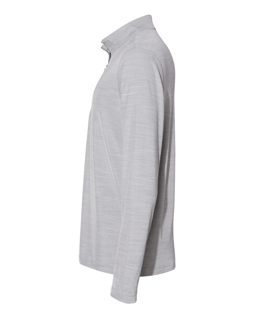 Left View of Mid Grey Melange Lightweight Mélange Quarter-Zip Pullover - A475