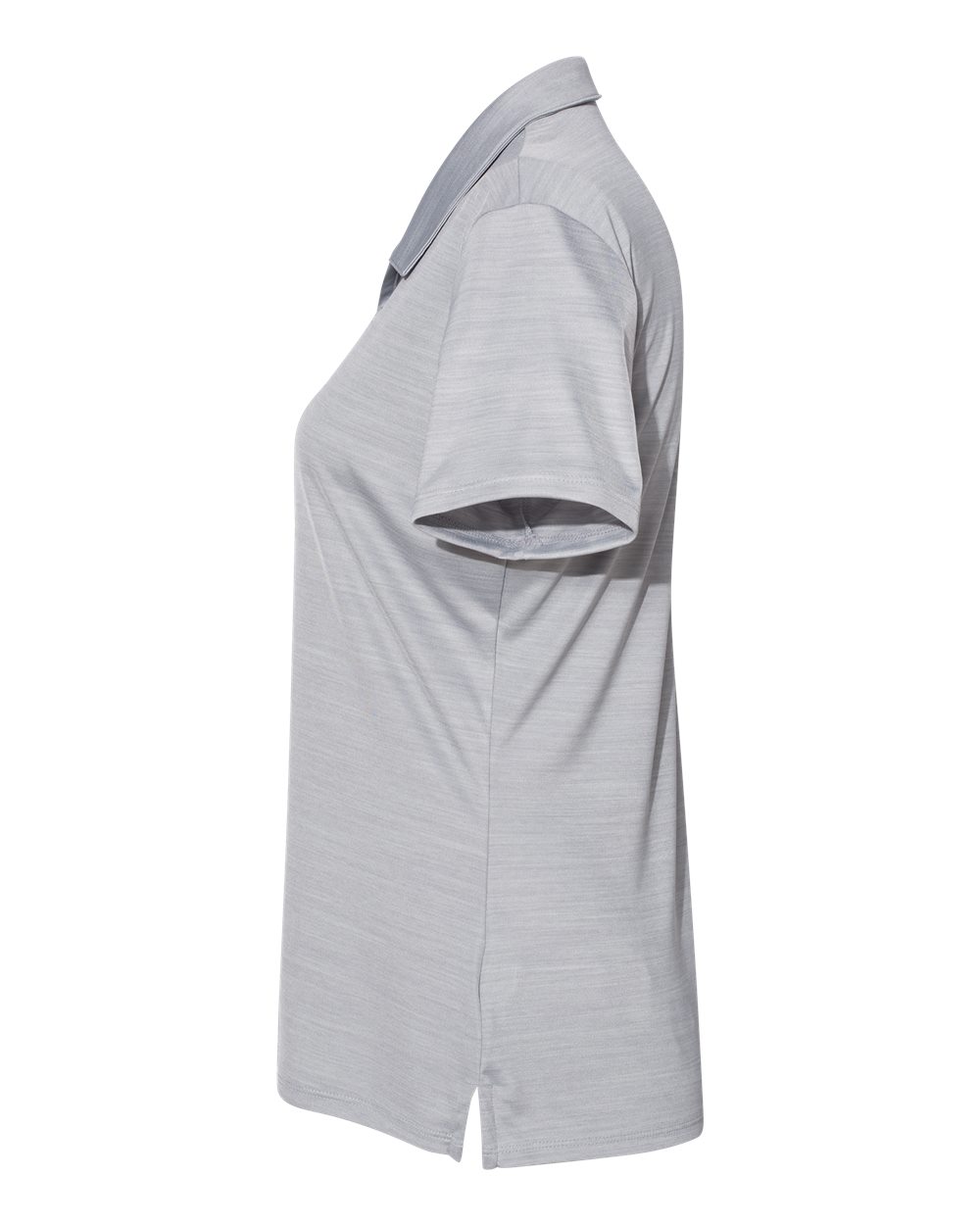 Left View of Mid Grey Melange Women's Mélange Polo - A403