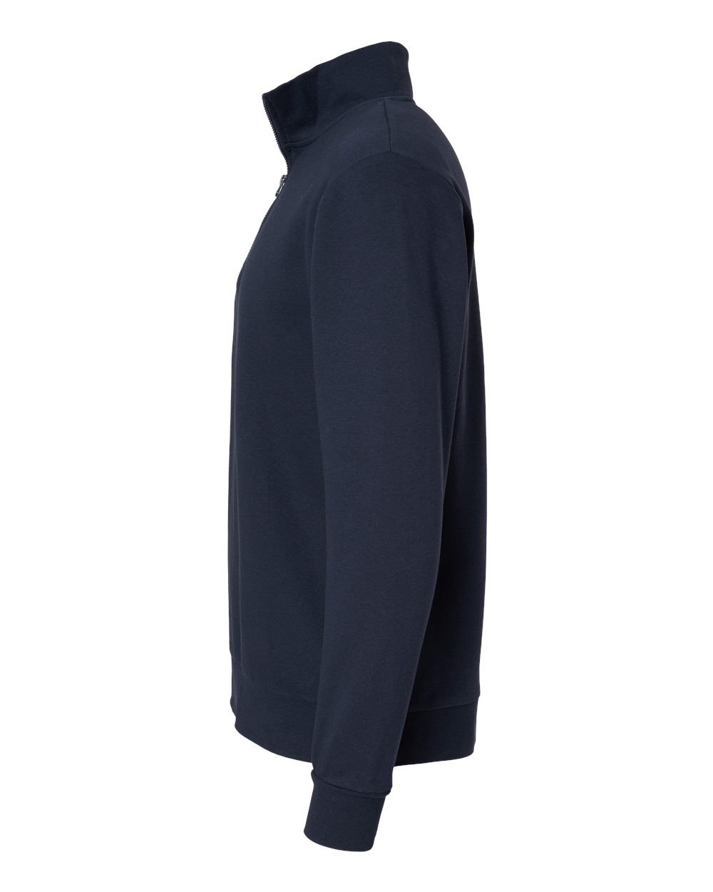 Left View of Midnight Navy Fleece Quarter-Zip Pullover - 9643