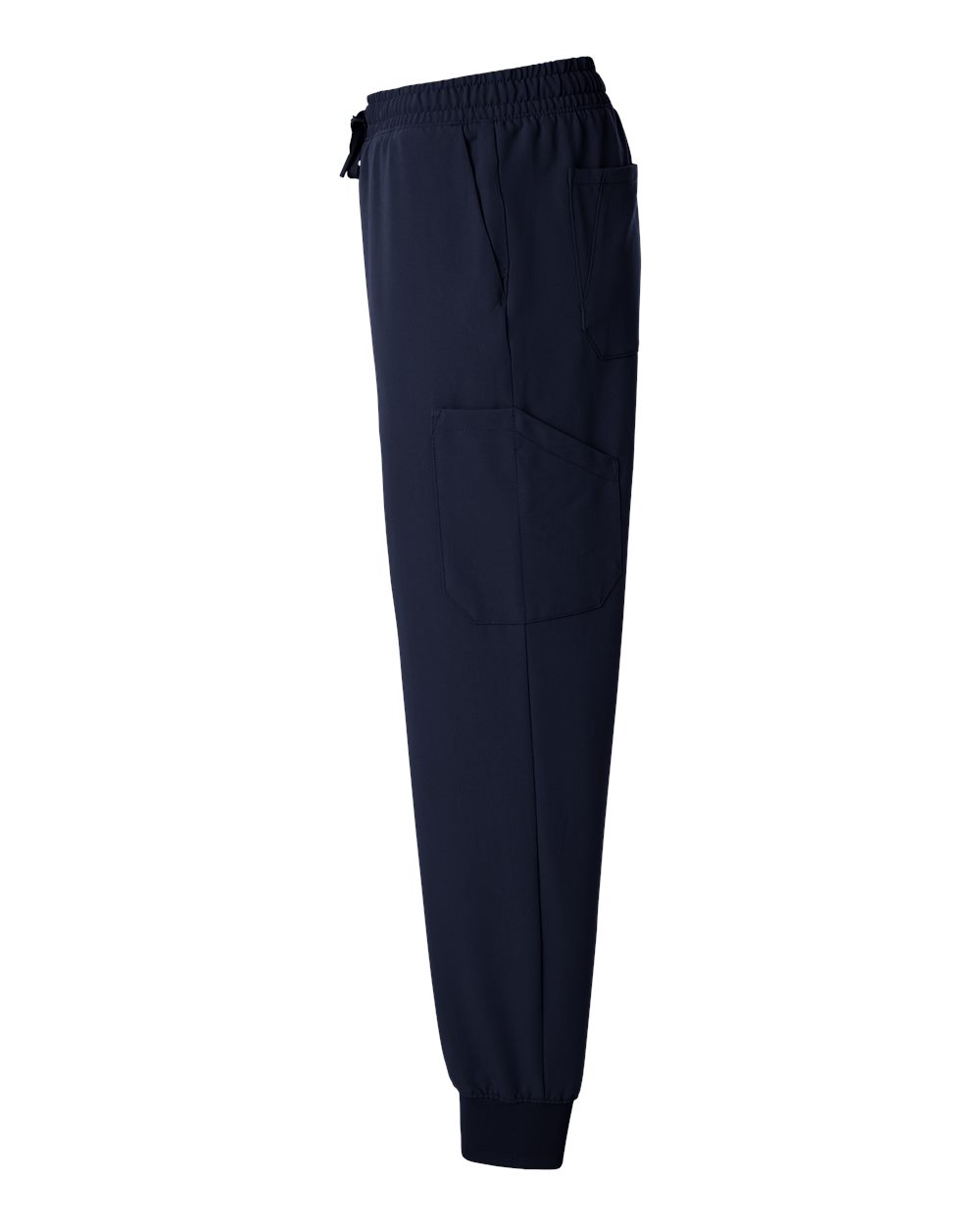 Left View of Midnight Navy Osmo 8-Pocket Scrub Joggers - M20002