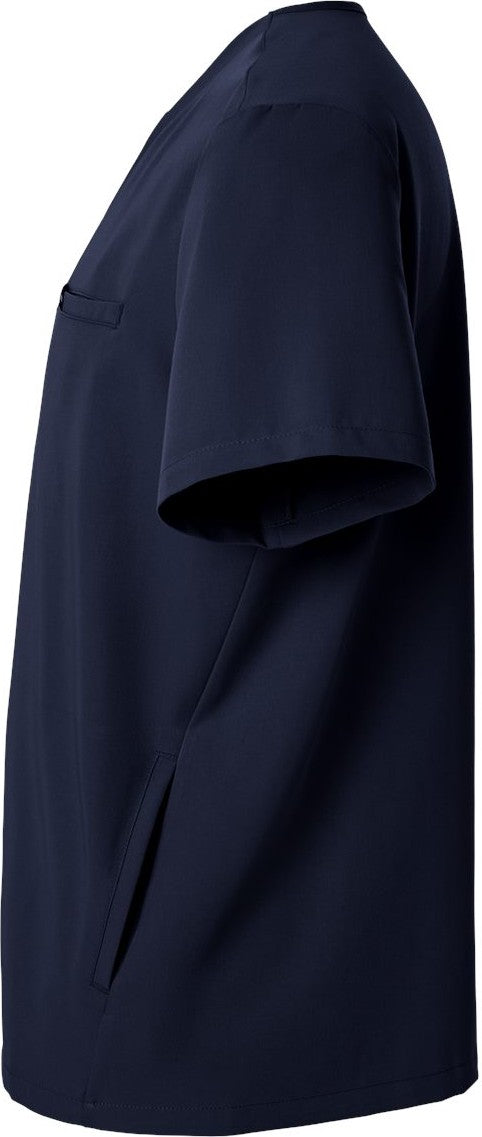 Left View of Midnight Navy Platt 3-Pocket Scrub V-Neck Top - M10002
