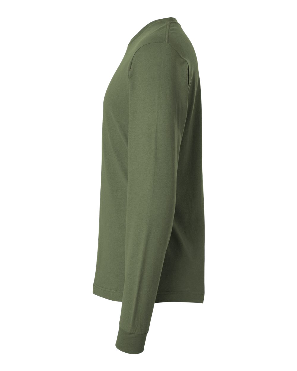 Left View of Military Green Fine Jersey Long Sleeve T-Shirt - 202LS