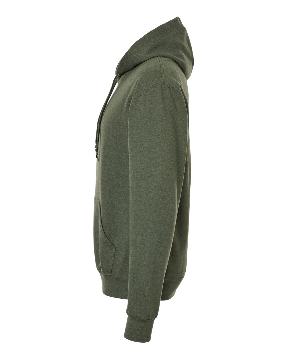 Left View of Military Green Heather Ultimate CVC Hooded Sweatshirt - IC49MR