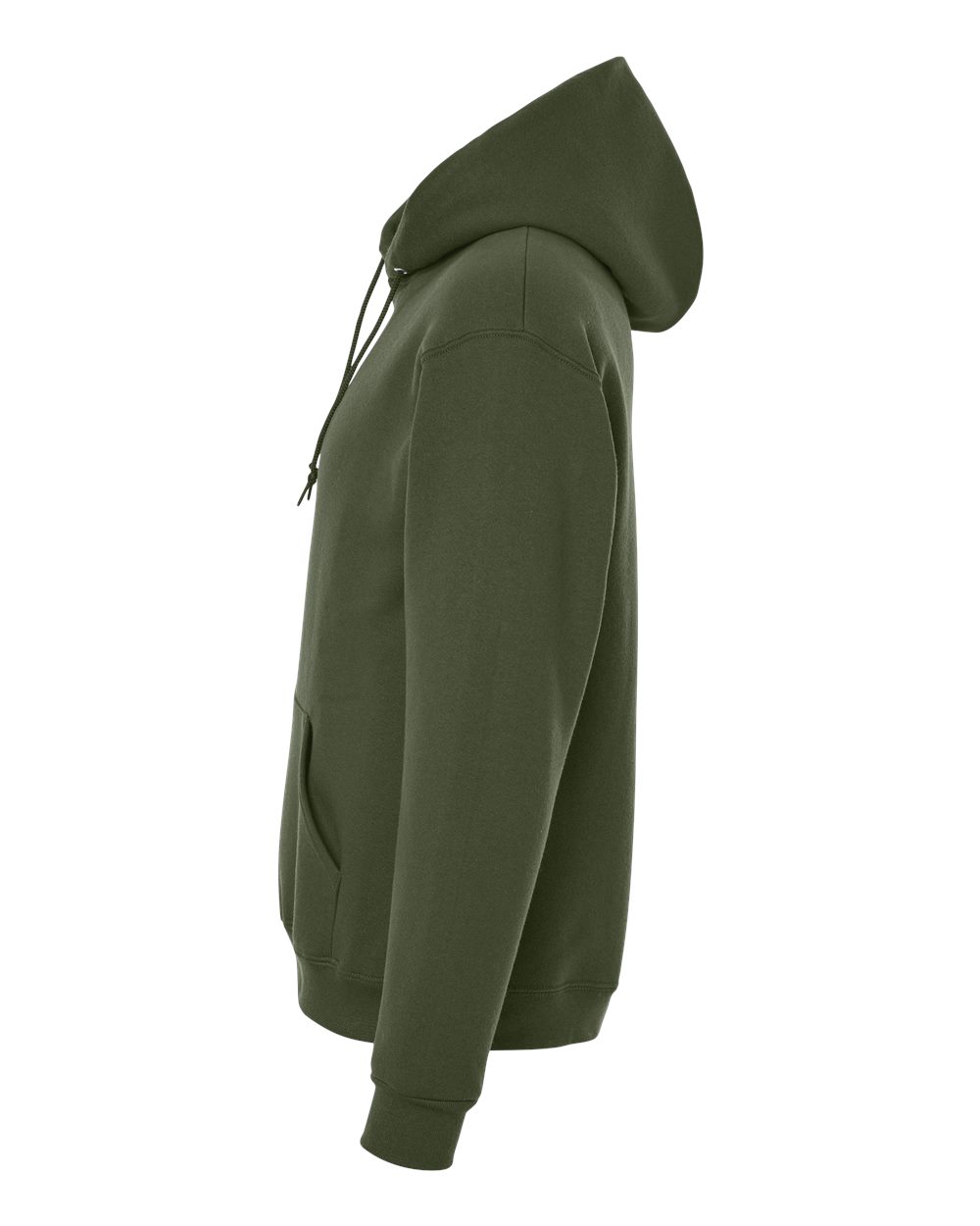 Left View of Military Green Rugged Hooded Sweatshirt - H12MR