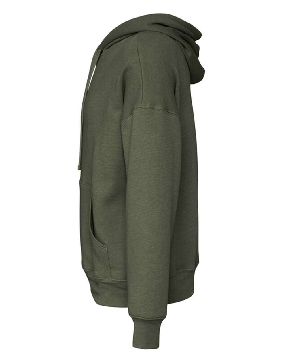 Left View of Military Green Sponge Fleece Drop Shoulder Hoodie - 3729