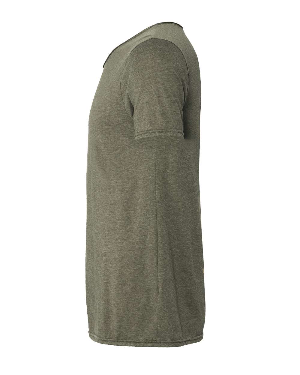 Left View of Military Green Triblend FWD Fashion Triblend Raw Neck Tee - 3414