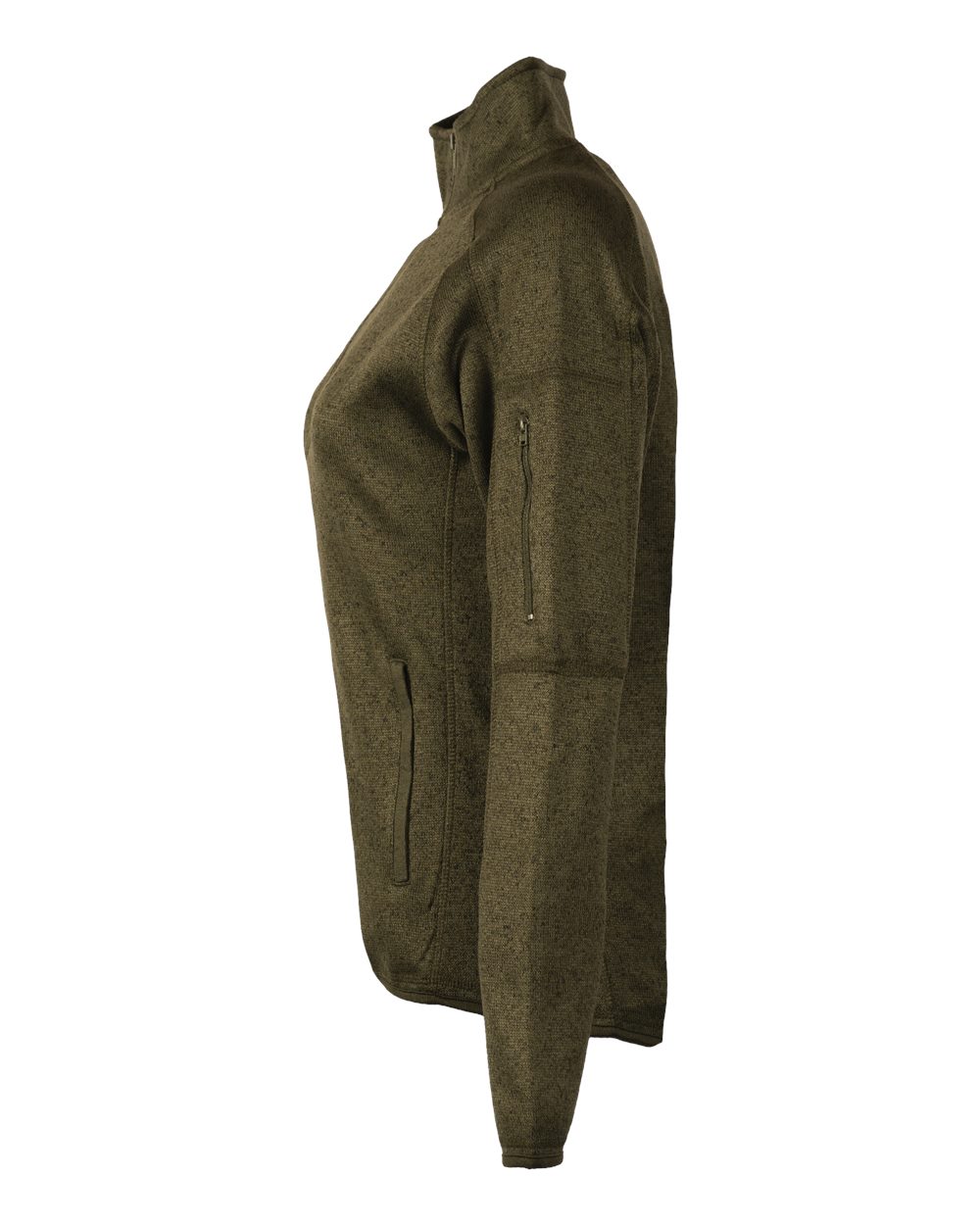 Left View of Military Green Women's Sweater Knit Jacket - 5901