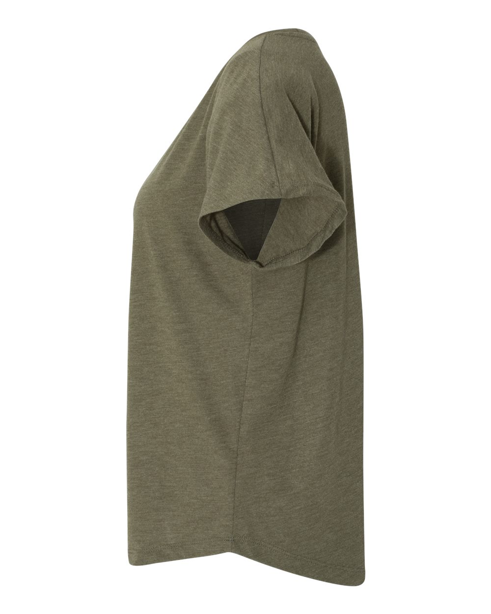 Left View of Military Green Women’s Triblend Dolman T-Shirt - 6760