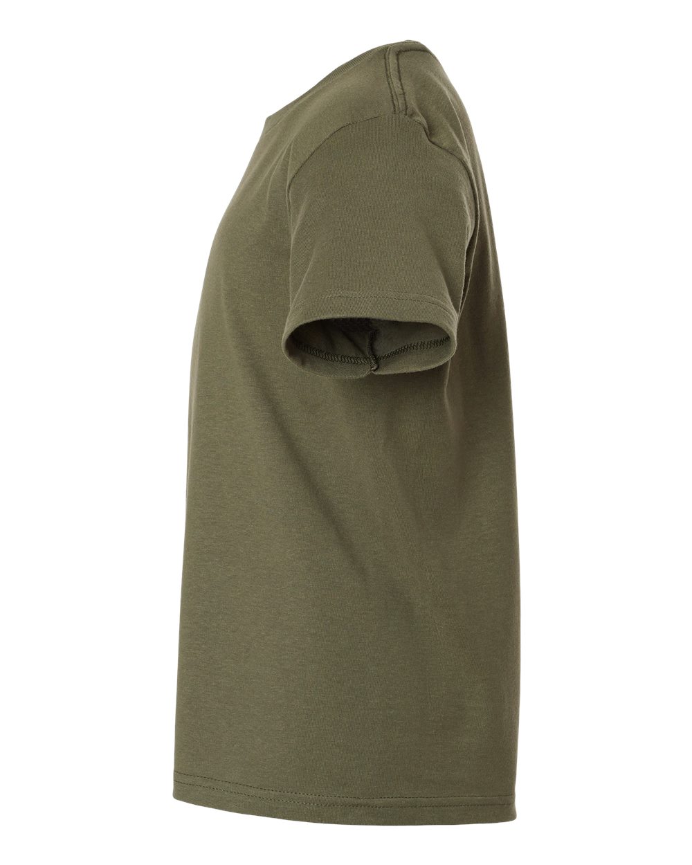Left View of Military Green Youth Fine Jersey T-Shirt - 235