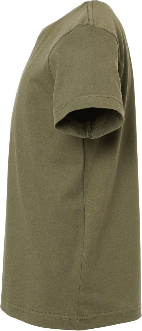 Left View of Military Green Youth Fine Jersey Tee - 6101