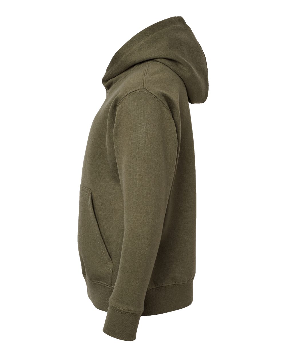 Left View of Military Green Youth Fleece Hoodie - 2296
