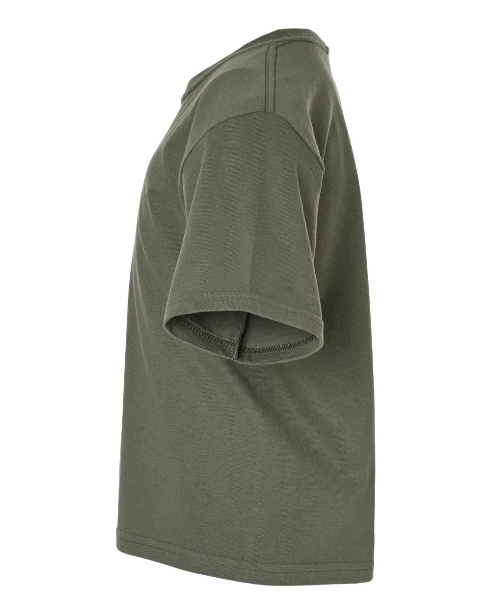 Left View of Military Green Youth Gold Soft Touch T-Shirt - 4850