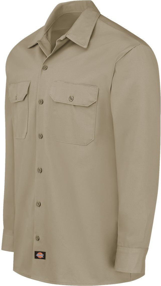 Left View of Military Khaki Heavyweight Cotton Long Sleeve Shirt - 5549