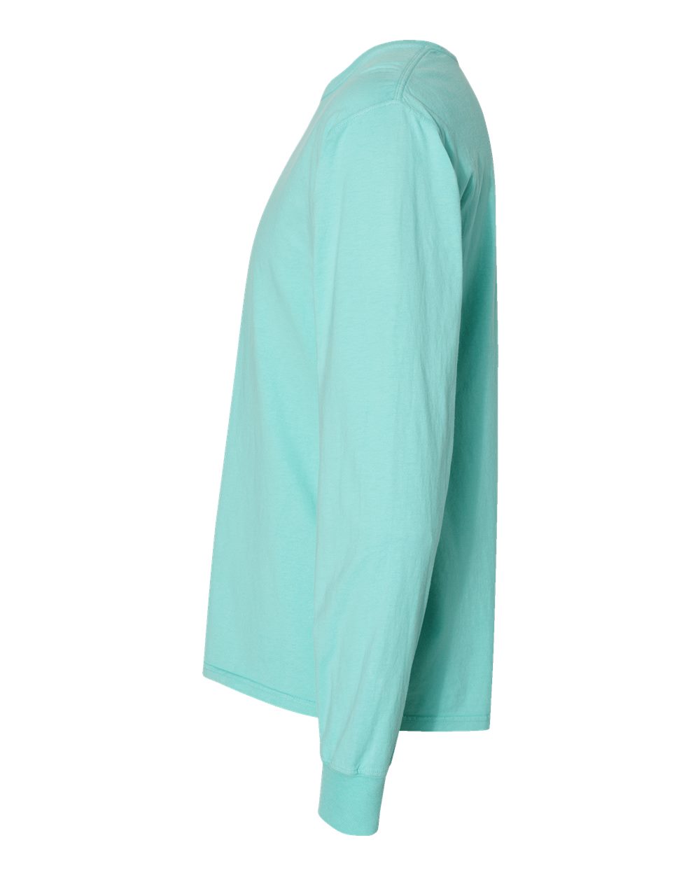 Left View of Mint Garment-Dyed Long Sleeve T-Shirt - GDH200
