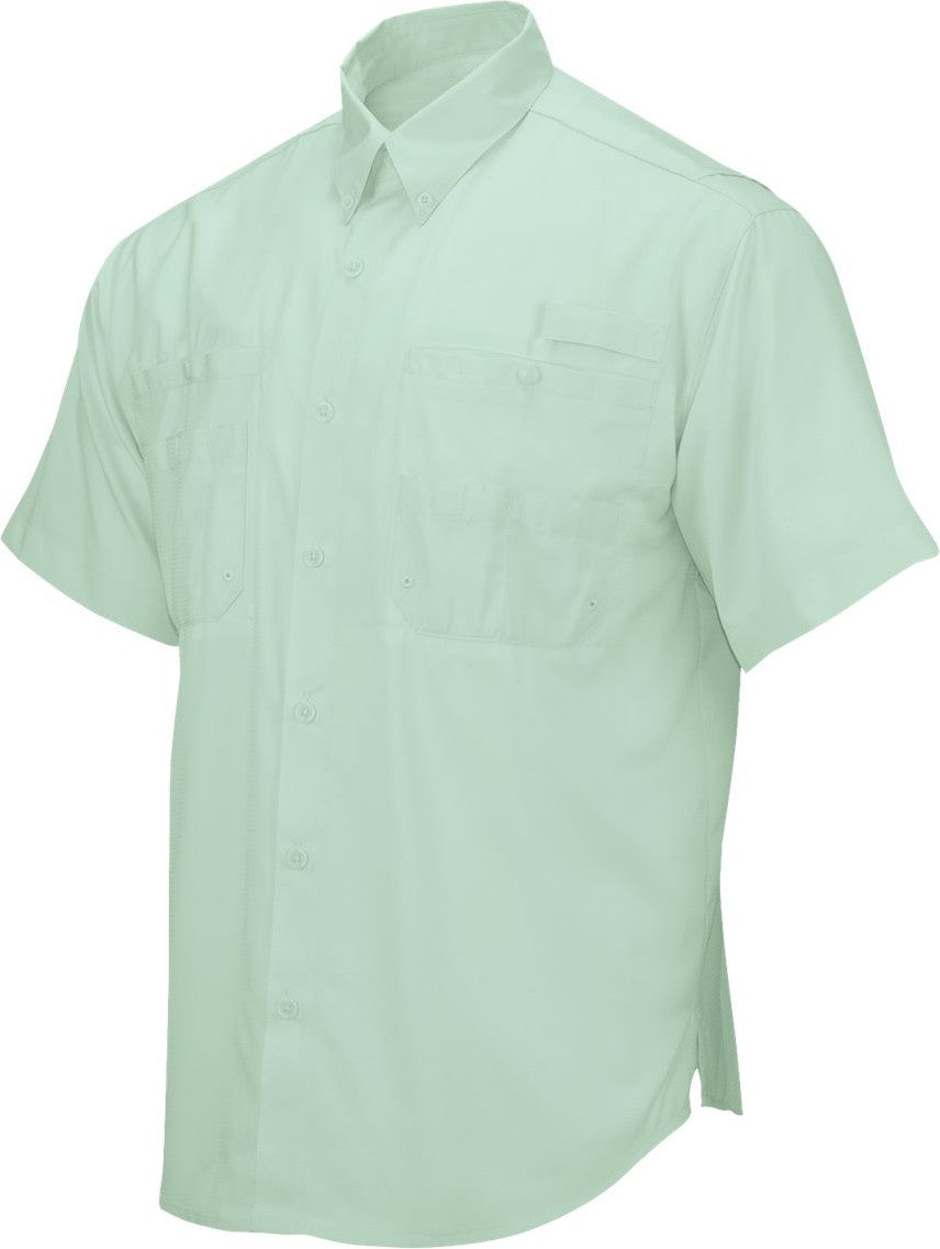 Left View of Mint Green Hatteras Performance Short Sleeve Fishing Shirt - 700