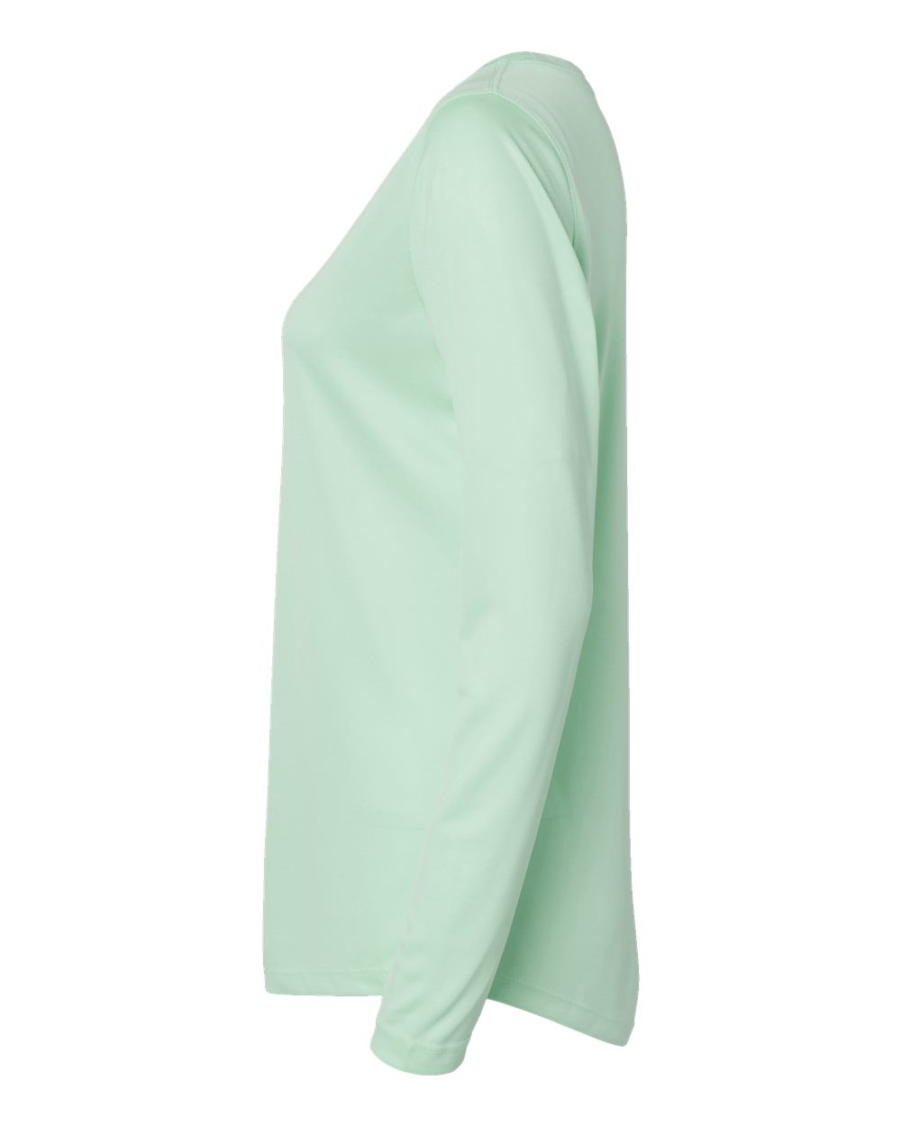 Left View of Mint Green Women's Long Islander Performance Long Sleeve T-Shirt - 214