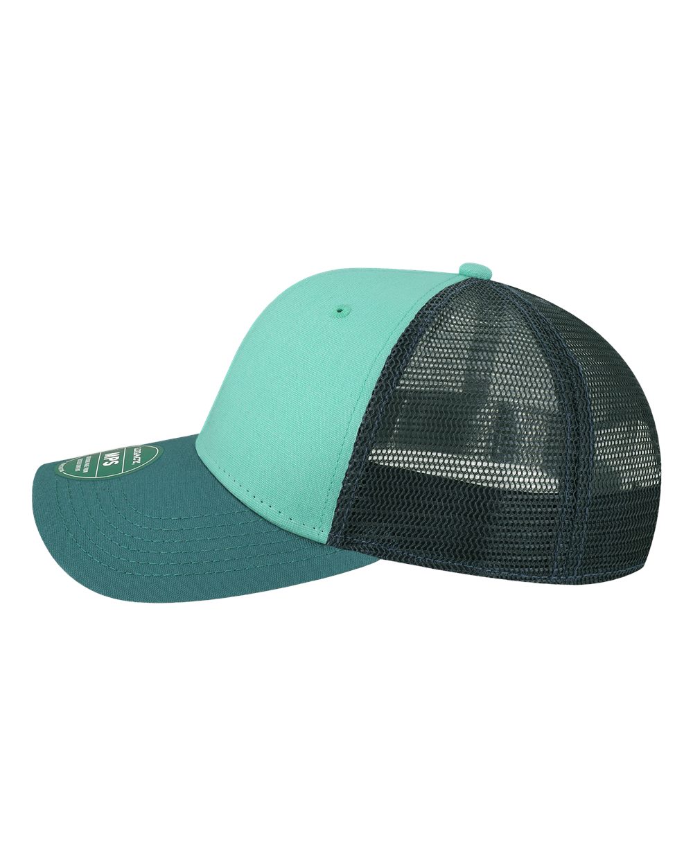Left View of Mint/ Marine/ Navy Mid-Pro Snapback Trucker Cap - MPS