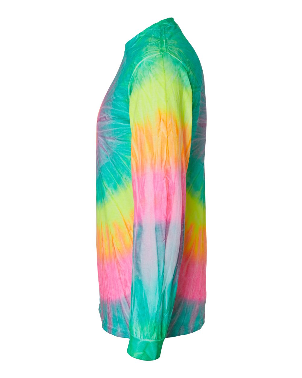 Left View of Minty Rainbow Tie-Dyed Long Sleeve T-Shirt - 2000