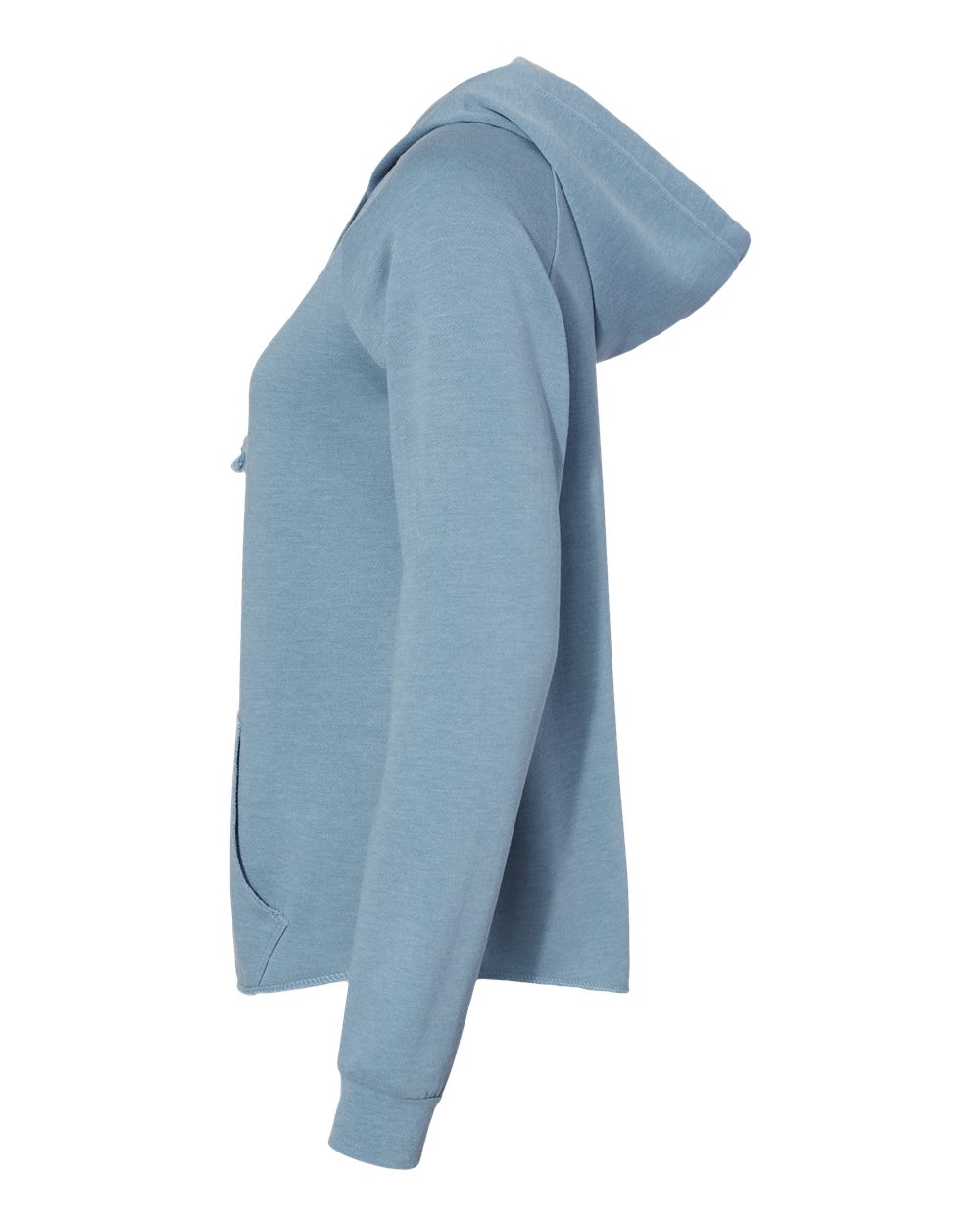 Left View of Misty Blue Women's California Wave Wash Full-Zip Hooded Sweatshirt - PRM2500Z