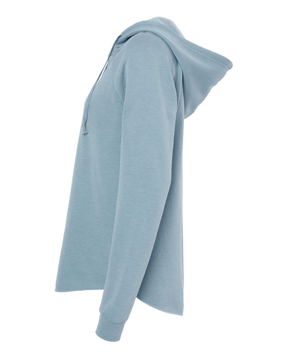 Left View of Misty Blue Women’s Lightweight California Wave Wash Hooded Sweatshirt - PRM2500