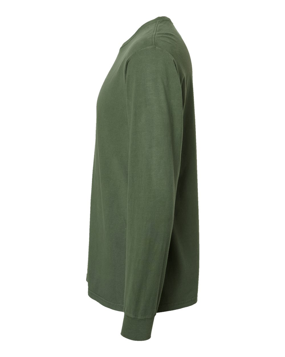 Left View of Moss Garment-Dyed Long Sleeve T-Shirt - GDH200