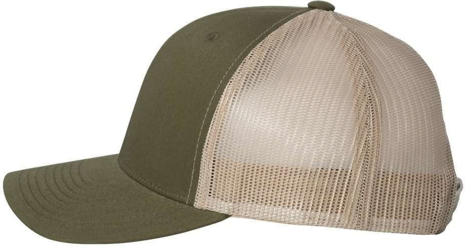 Left View of Moss/ Khaki Retro Trucker Cap - 6606