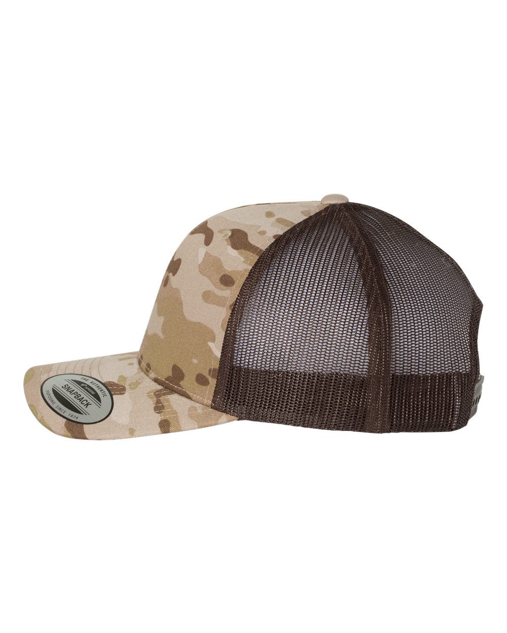 Left View of Multicam Arid/ Brown Retro Trucker Cap - 6606