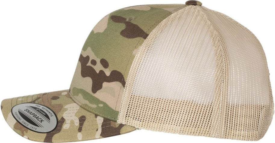 Left View of Multicam Green/ Khaki Retro Trucker Cap - 6606