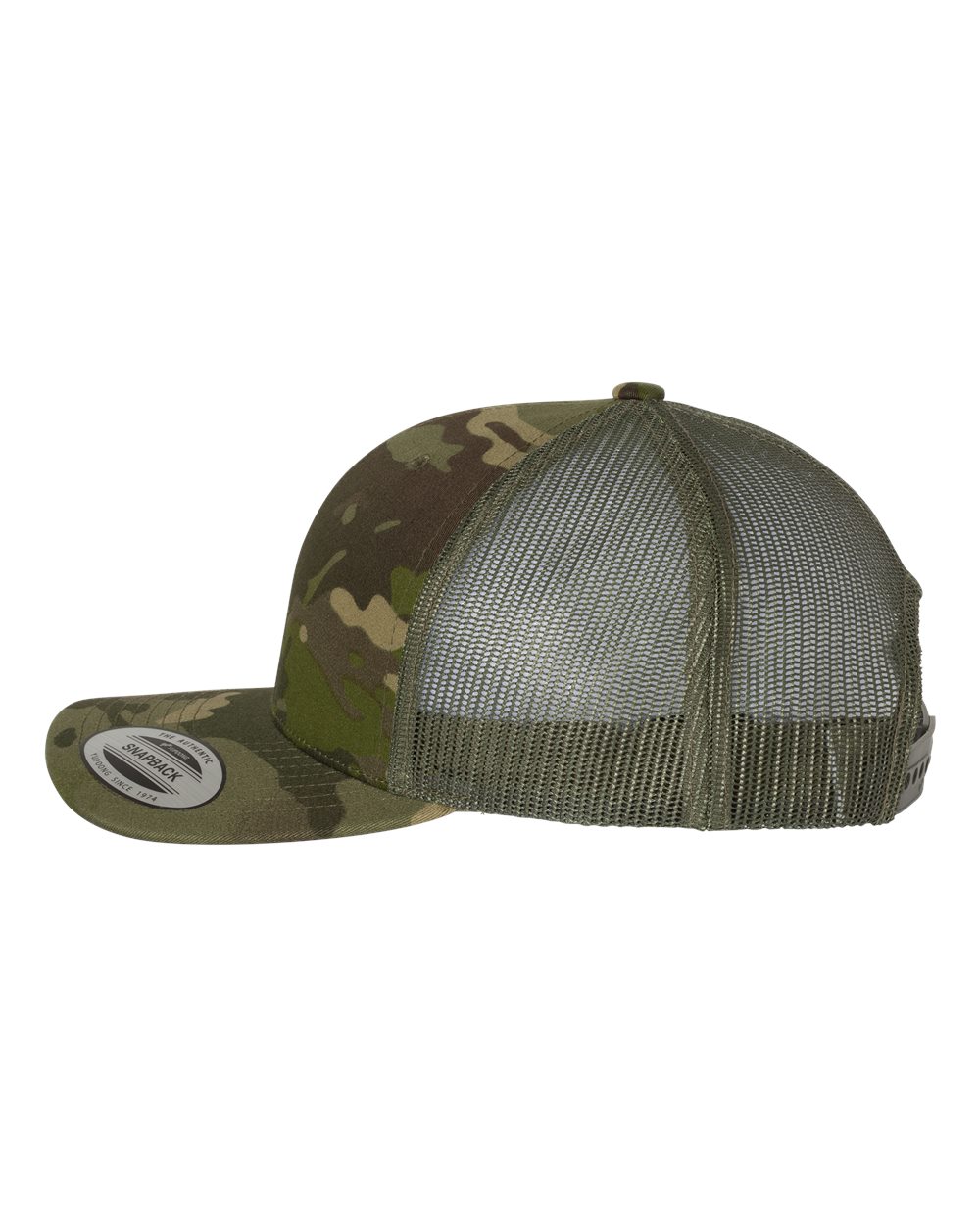 Left View of Multicam Tropic/ Green Retro Trucker Cap - 6606