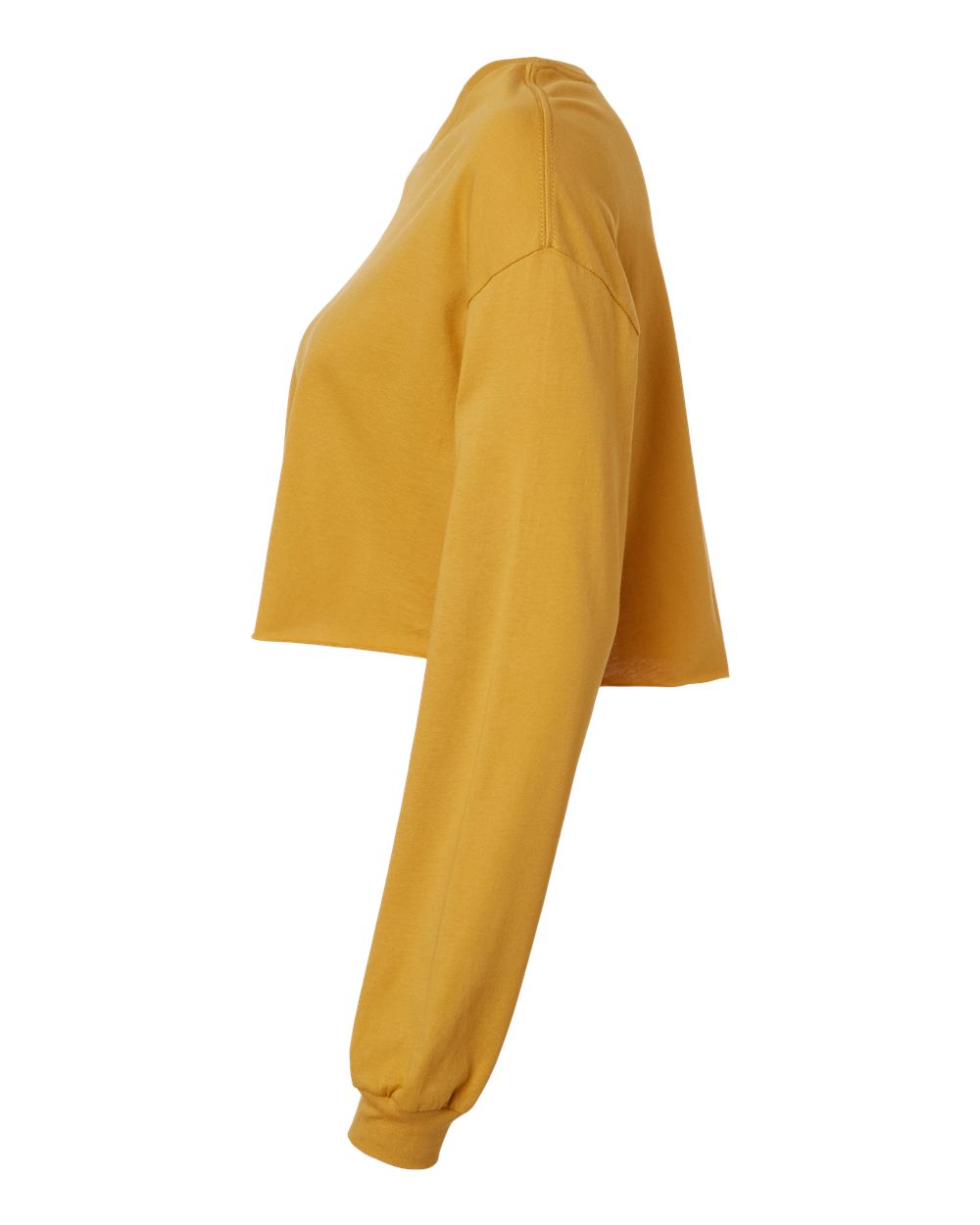 Left View of Mustard FWD Fashion Women's Crop Long Sleeve Tee - 6501