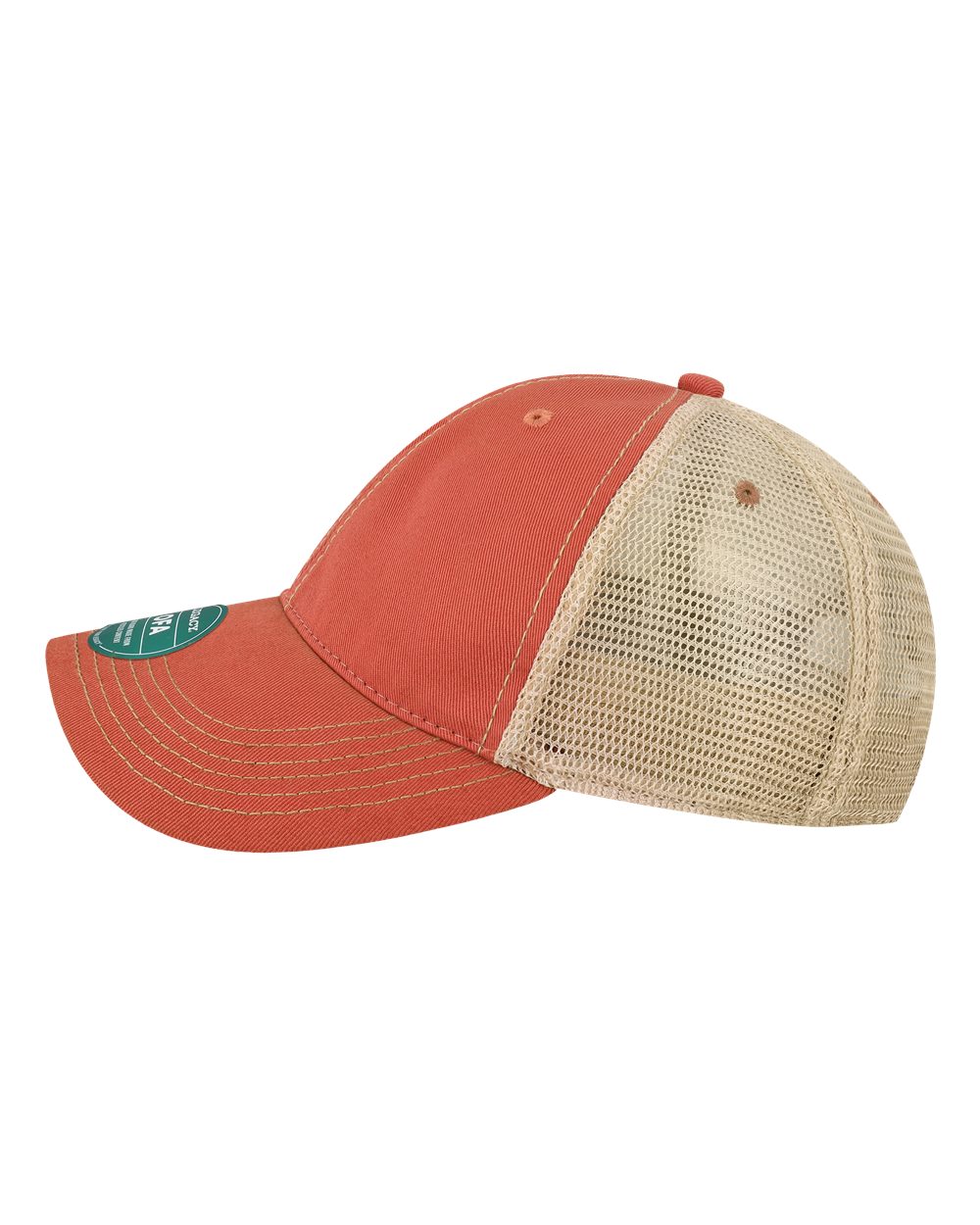 Left View of Nantucket Red/ Khaki Old Favorite Trucker Cap - OFA
