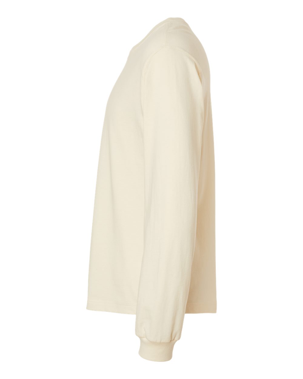 Left View of Natural 6 oz. Heavyweight Long Sleeve Tee - 3511