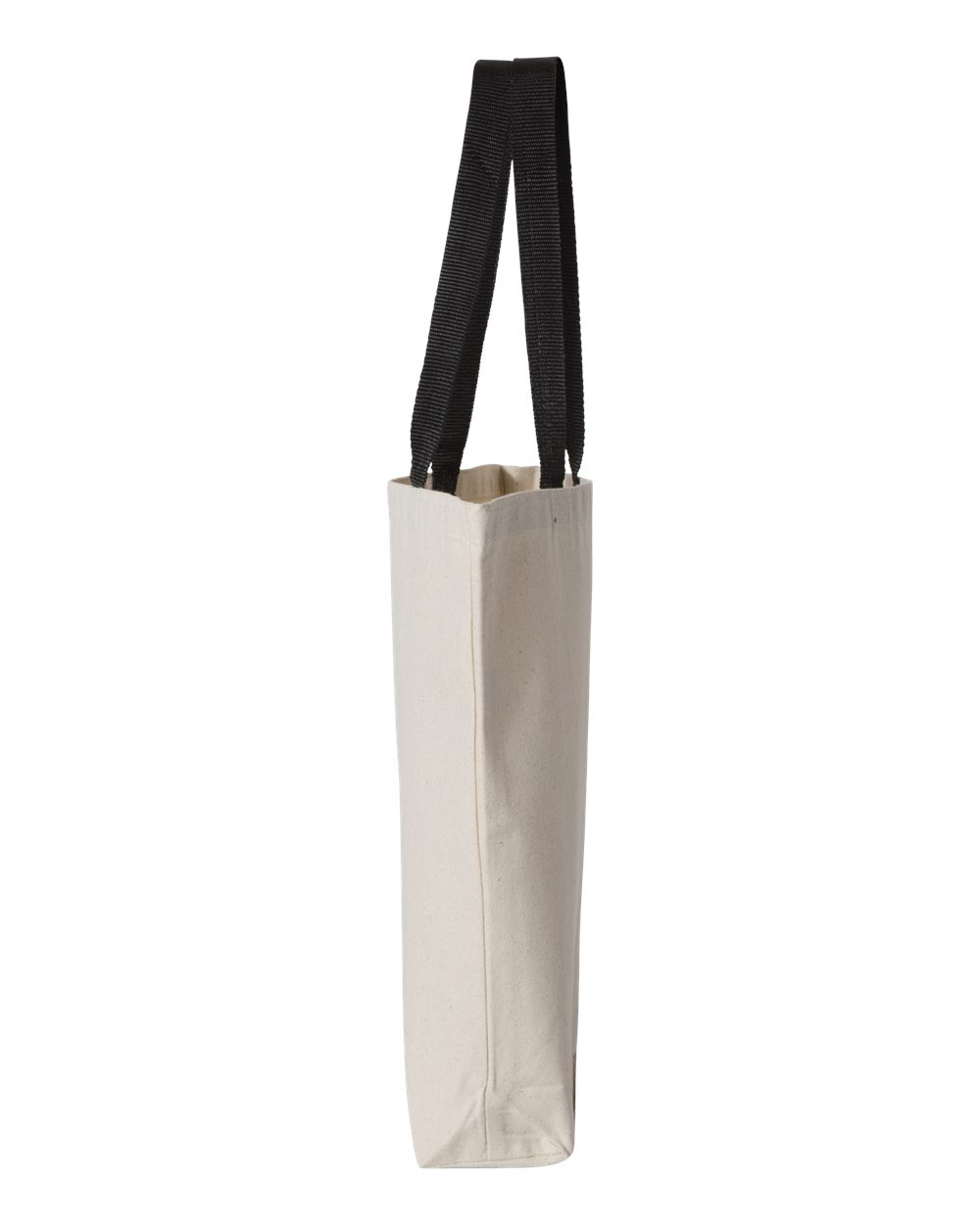 Left View of Natural/ Black 11L Canvas Tote with Contrast-Color Handles - Q4400