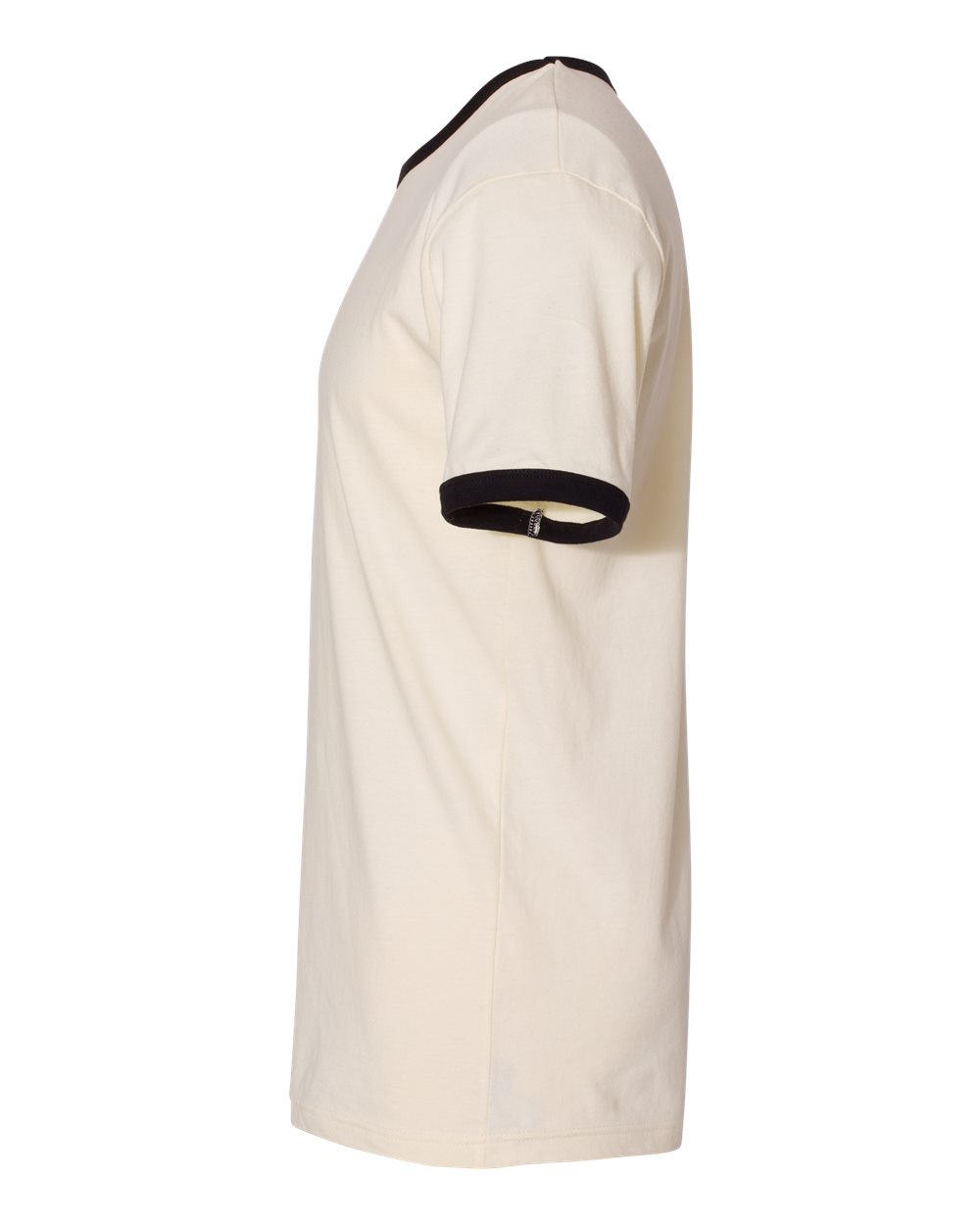 Left View of Natural/ Black Cotton Ringer T-Shirt - 3604