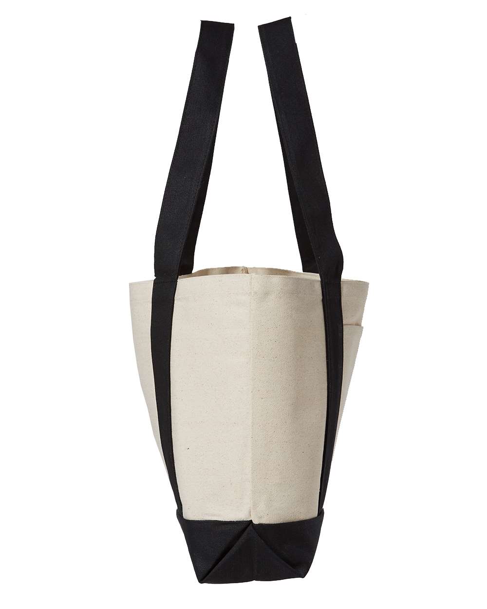 Left View of Natural/ Black Leeward Boater Tote - 8869