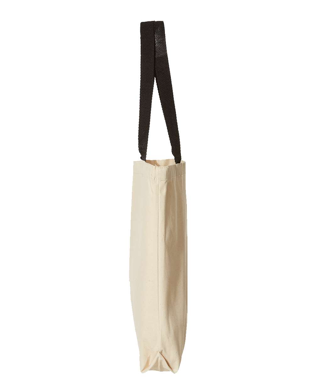 Left View of Natural/ Black Natural Tote with Contrast-Color Handles - 8868