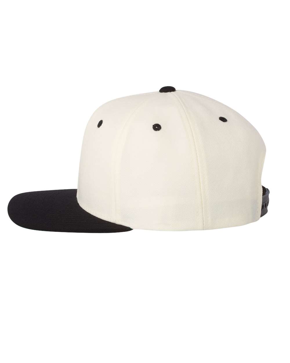 Left View of Natural/ Black Premium Flat Bill Snapback Cap - 6089M