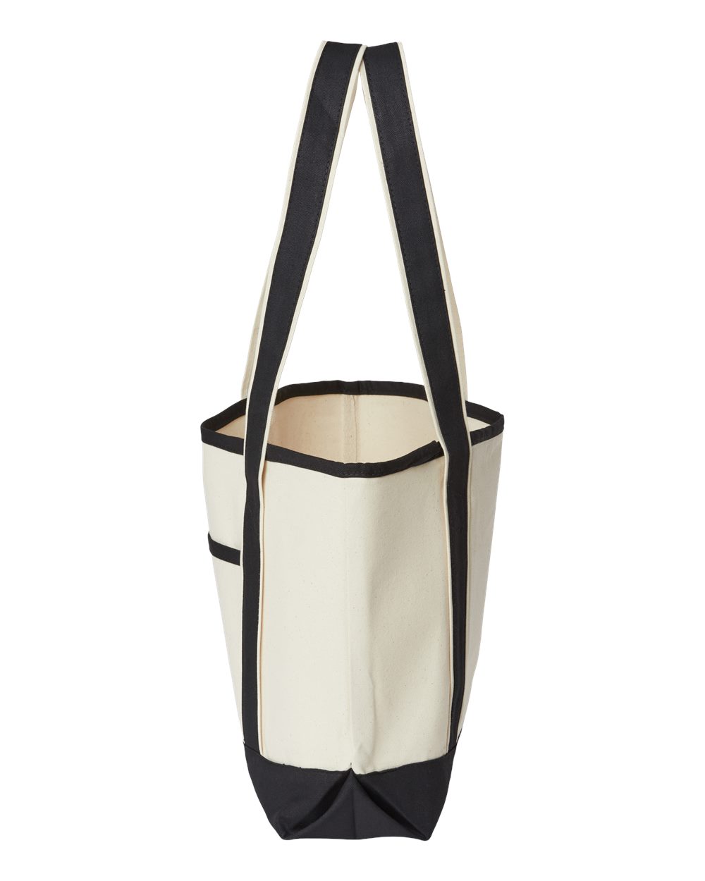 Left View of Natural/ Black Promotional Heavyweight Medium Beach Tote - OAD102