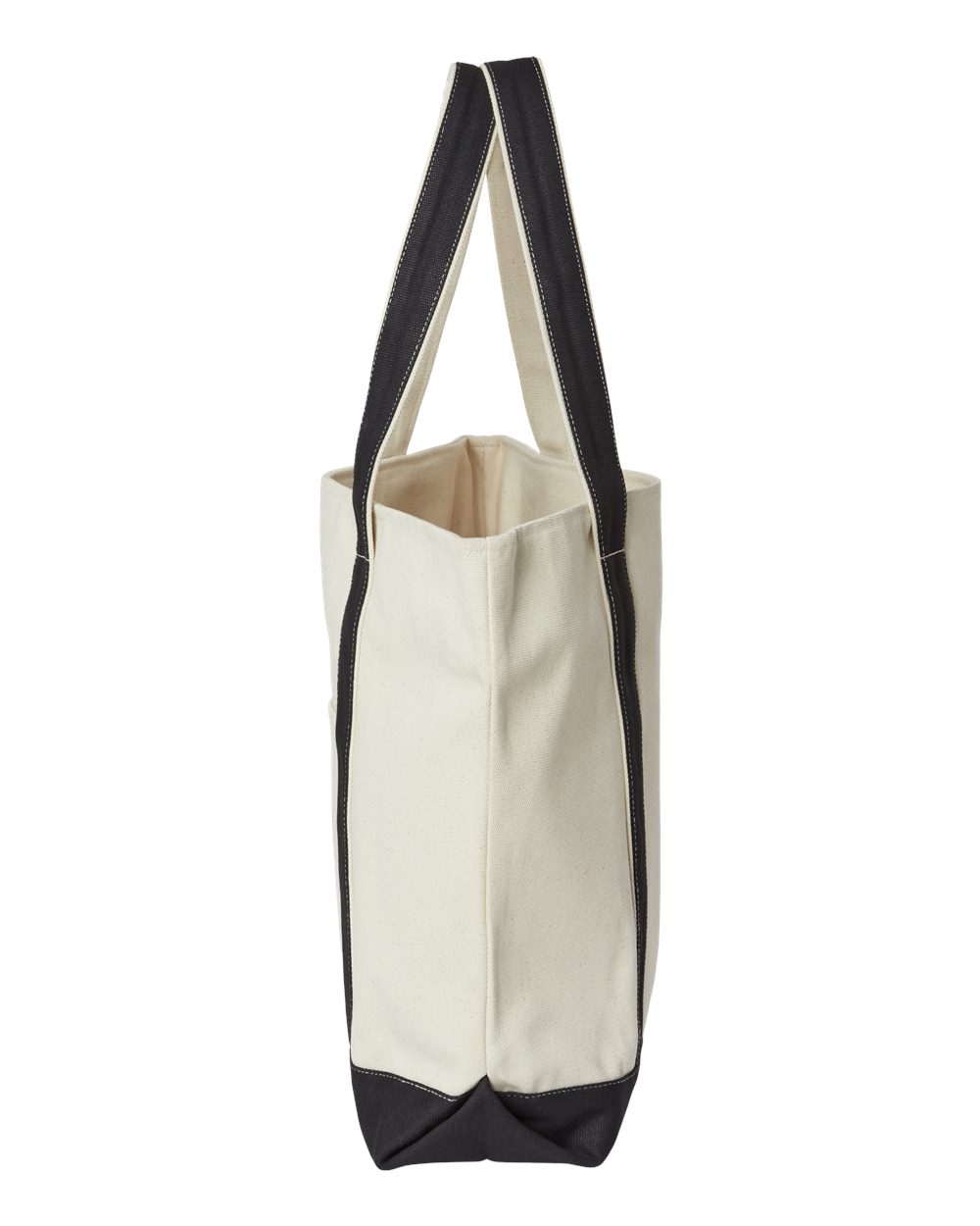 Left View of Natural/ Black XL Zippered Cotton Canvas Resort Tote - 8873