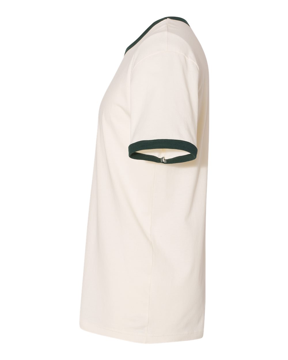 Left View of Natural/ Forest Green Cotton Ringer T-Shirt - 3604