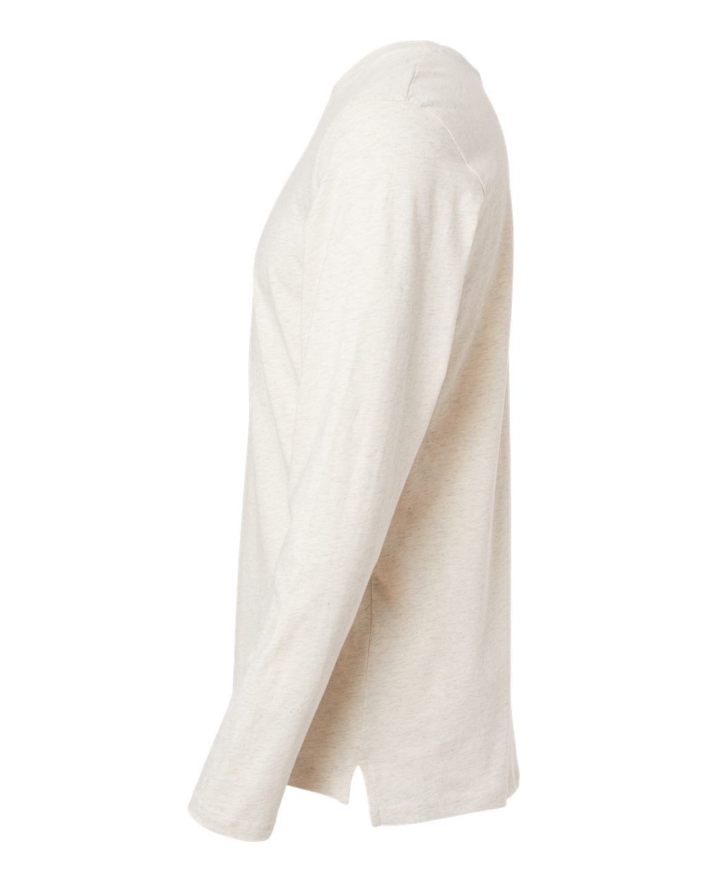Left View of Natural Heather Fine Jersey Long Sleeve Tee - 6918