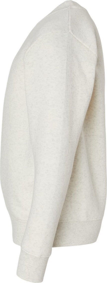 Left View of Natural Heather Youth Elevated Fleece Crewneck Sweatshirt - 2225
