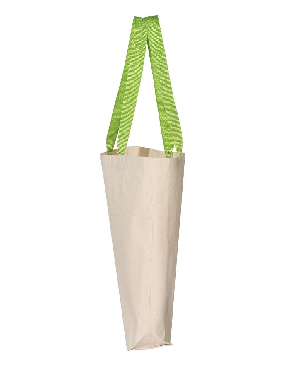 Left View of Natural/ Lime 11L Canvas Tote with Contrast-Color Handles - Q4400