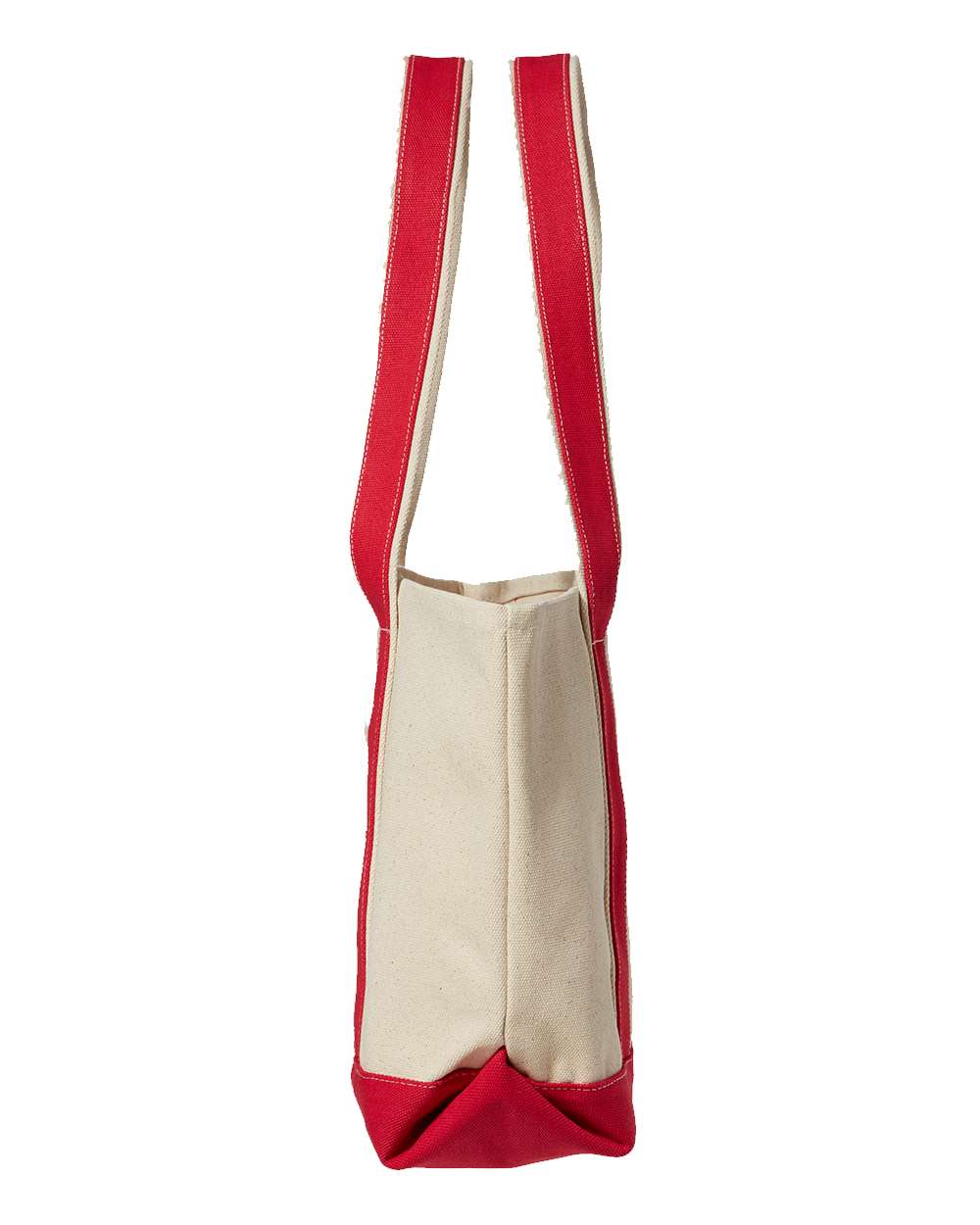 Left View of Natural/ Red Windward Large Cotton Canvas Classic Resort Tote - 8871