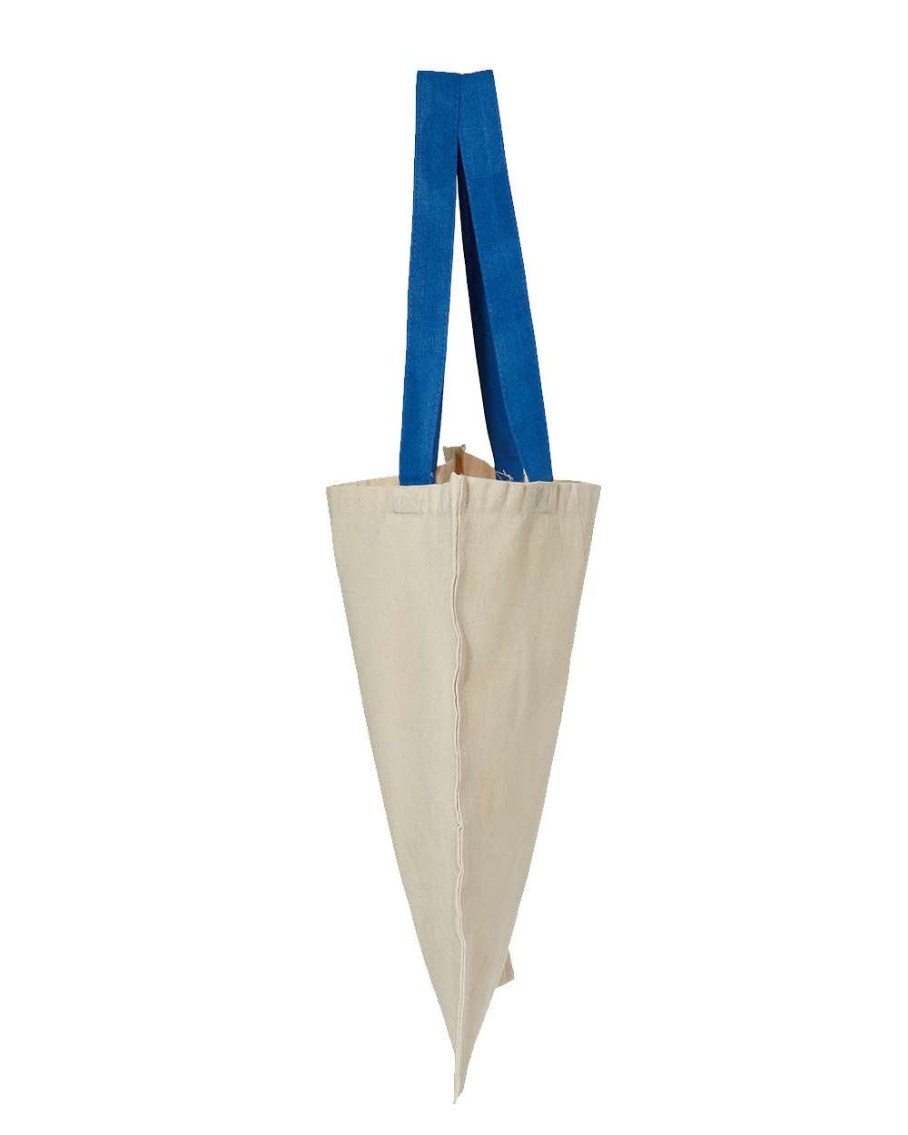 Left View of Natural/ Royal Contrast-Color Handle Tote - OAD105